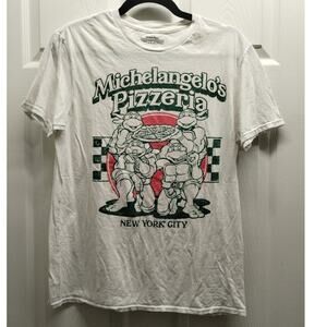 Nickelodeon Teenage Mutant Ninja Turtles Size Medium White Pizzeria Graphic Tee